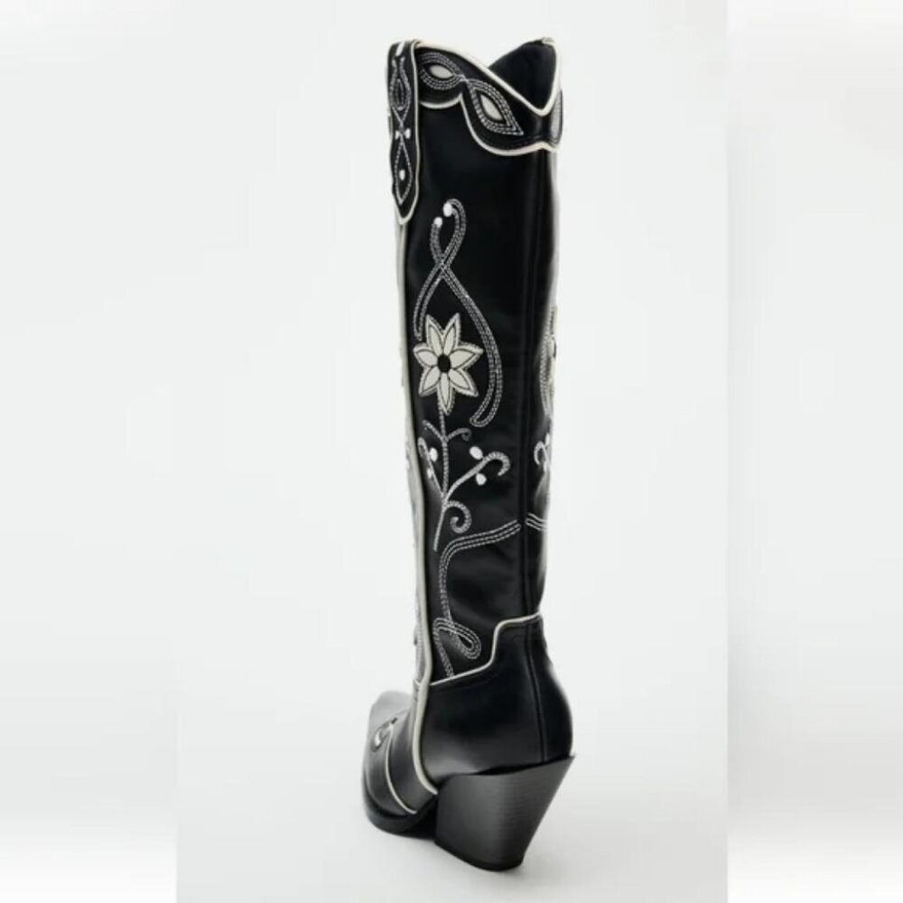 ZARA HEELED FLORAL COWBOY BOOTS - Picture 4 of 7